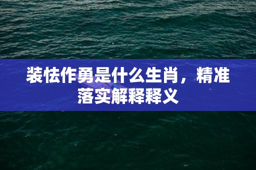 装怯作勇是什么生肖，精准落实解释释义
