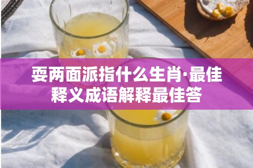 耍两面派指什么生肖·最佳释义成语解释最佳答