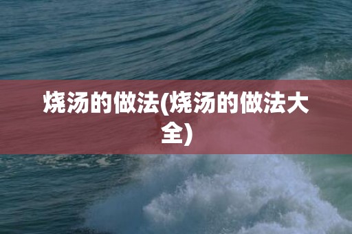 烧汤的做法(烧汤的做法大全)