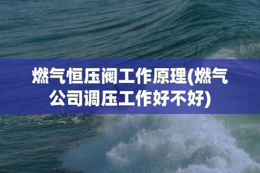 燃气恒压阀工作原理(燃气公司调压工作好不好)
