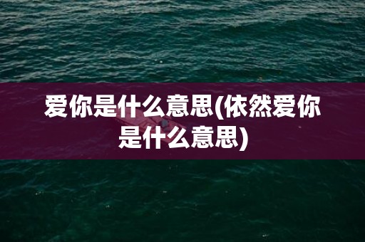 爱你是什么意思(依然爱你是什么意思)