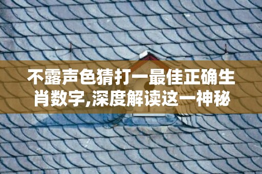 不露声色猜打一最佳正确生肖数字,深度解读这一神秘词汇