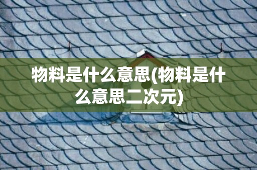 物料是什么意思(物料是什么意思二次元)