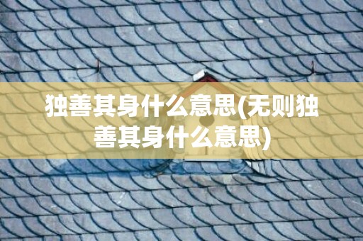 独善其身什么意思(无则独善其身什么意思)