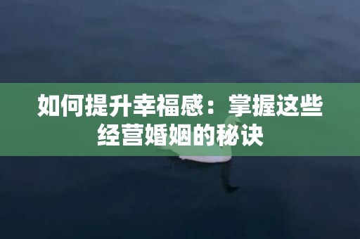 如何提升幸福感：掌握这些经营婚姻的秘诀