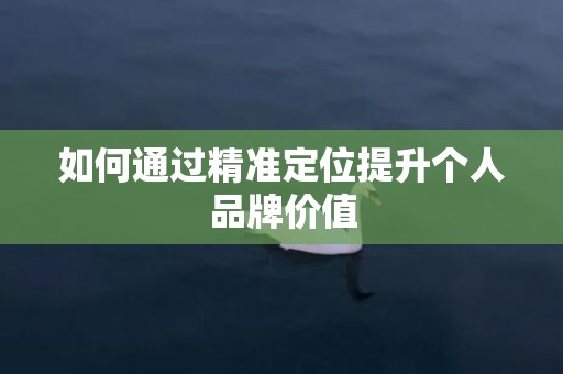 如何通过精准定位提升个人品牌价值