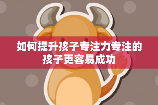 如何提升孩子专注力专注的孩子更容易成功