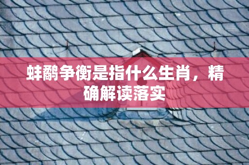 蚌鹬争衡是指什么生肖，精确解读落实