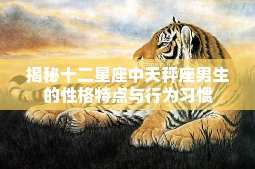 揭秘十二星座中天秤座男生的性格特点与行为习惯