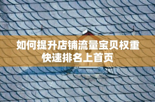 如何提升店铺流量宝贝权重快速排名上首页