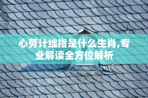 心劳计绌指是什么生肖,专业解读全方位解析