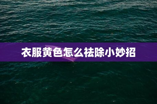 衣服黄色怎么祛除小妙招