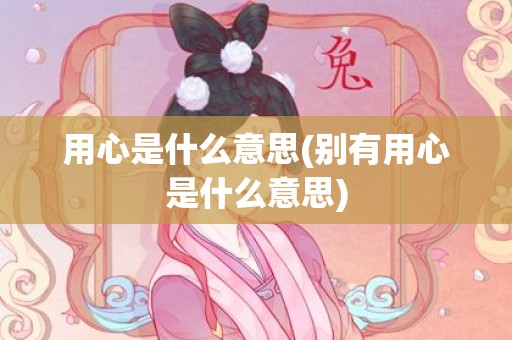 用心是什么意思(别有用心是什么意思)