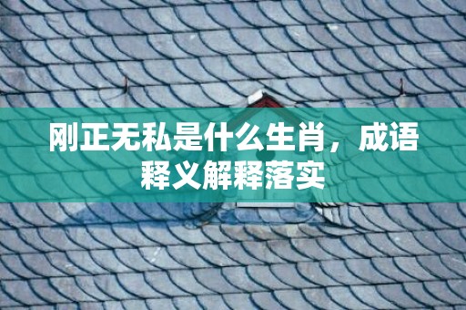 刚正无私是什么生肖，成语释义解释落实