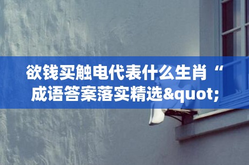 欲钱买触电代表什么生肖“成语答案落实精选"