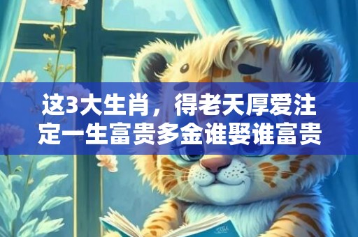 这3大生肖，得老天厚爱注定一生富贵多金谁娶谁富贵