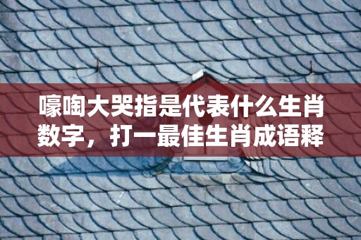 嚎啕大哭指是代表什么生肖数字，打一最佳生肖成语释义解释落实