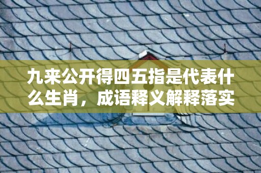 九来公开得四五指是代表什么生肖，成语释义解释落实