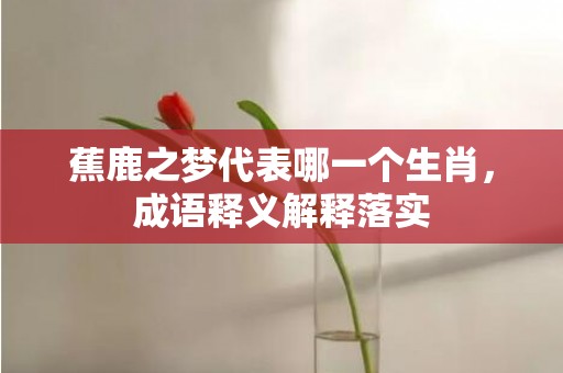 蕉鹿之梦代表哪一个生肖，成语释义解释落实