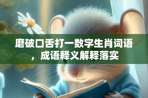 磨破口舌打一数字生肖词语，成语释义解释落实