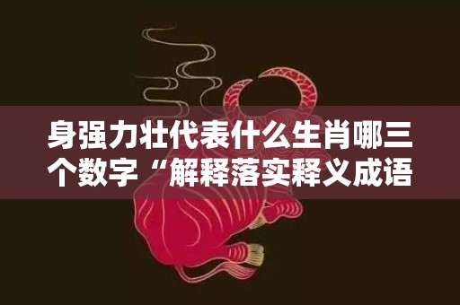 身强力壮代表什么生肖哪三个数字“解释落实释义成语”