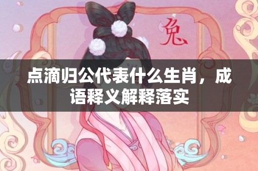 点滴归公代表什么生肖，成语释义解释落实