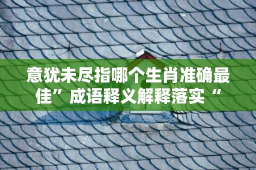 意犹未尽指哪个生肖准确最佳”成语释义解释落实“