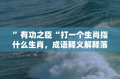 ”有功之臣“打一个生肖指什么生肖，成语释义解释落实