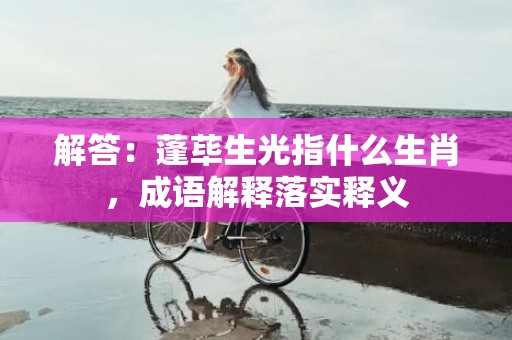 解答：蓬荜生光指什么生肖，成语解释落实释义