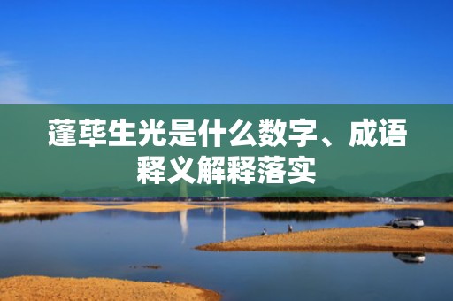 蓬荜生光是什么数字、成语释义解释落实