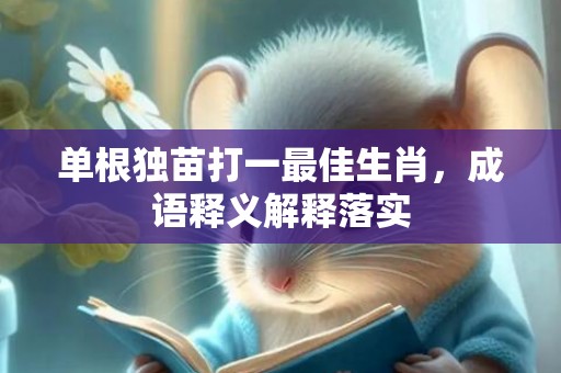 单根独苗打一最佳生肖，成语释义解释落实