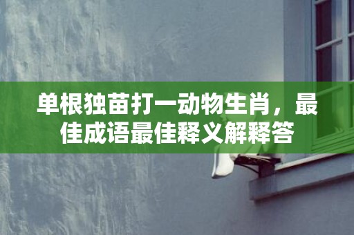 单根独苗打一动物生肖，最佳成语最佳释义解释答插图