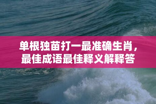 单根独苗打一最准确生肖，最佳成语最佳释义解释答插图