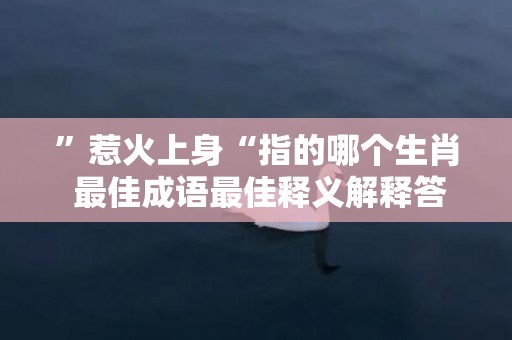 ”惹火上身“指的哪个生肖 最佳成语最佳释义解释答插图
