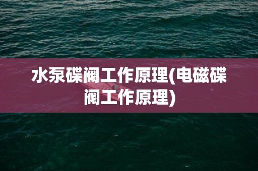 水泵碟阀工作原理(电磁碟阀工作原理)