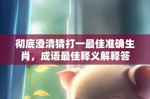 彻底澄清猜打一最佳准确生肖，成语最佳释义解释答插图