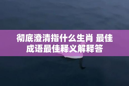 彻底澄清指什么生肖 最佳成语最佳释义解释答