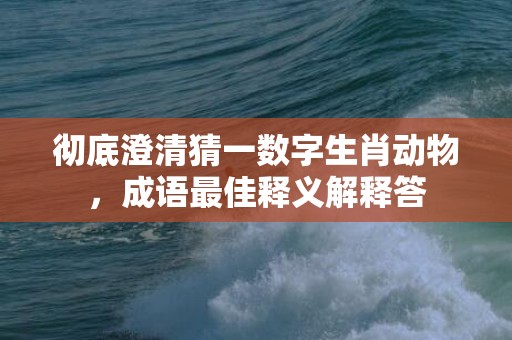 彻底澄清猜一数字生肖动物，成语最佳释义解释答插图