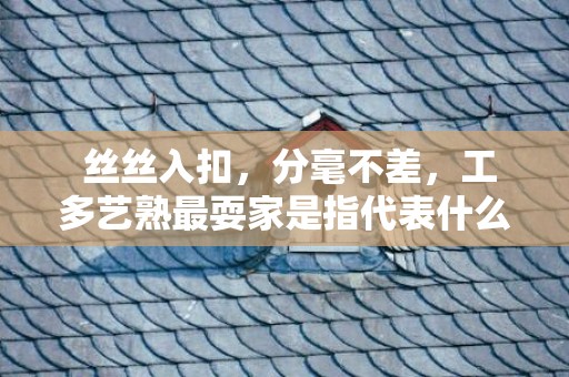 丝丝入扣，分毫不差，工多艺熟最耍家是指代表什么生肖 最佳成语最佳释义解释答插图