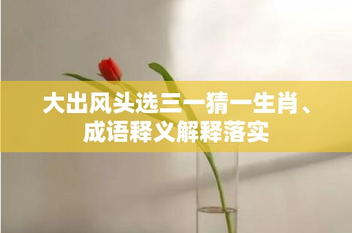 大出风头选三一猜一生肖、成语释义解释落实