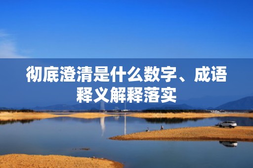 彻底澄清是什么数字、成语释义解释落实
