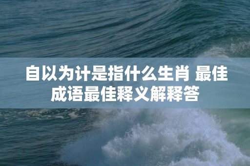 自以为计是指什么生肖 最佳成语最佳释义解释答