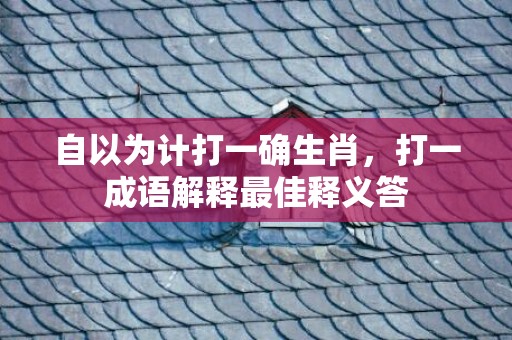 自以为计打一确生肖，打一成语解释最佳释义答
