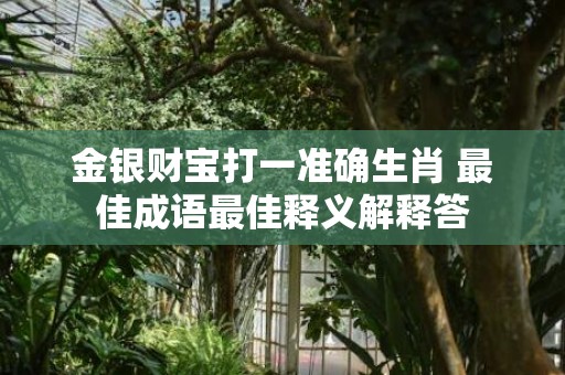金银财宝打一准确生肖 最佳成语最佳释义解释答
