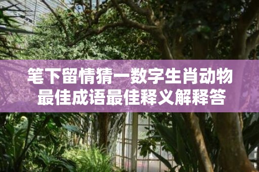 笔下留情猜一数字生肖动物 最佳成语最佳释义解释答
