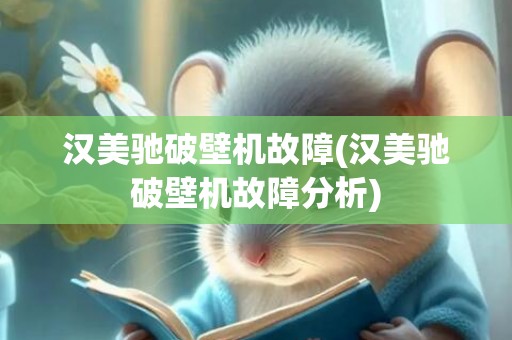 汉美驰破壁机故障(汉美驰破壁机故障分析)