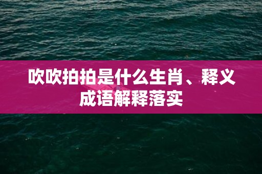 吹吹拍拍是什么生肖、释义成语解释落实