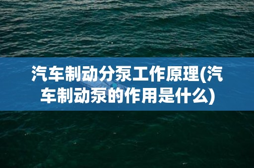 汽车制动分泵工作原理(汽车制动泵的作用是什么)