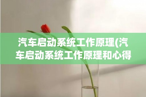 汽车启动系统工作原理(汽车启动系统工作原理和心得感悟)