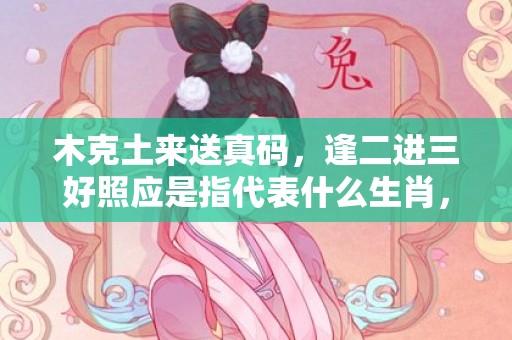 木克土来送真码，逢二进三好照应是指代表什么生肖，释义成语解释落实